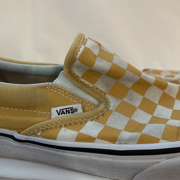 Women’s Yellow Checkered Vans Slip Ons - Picture 5 of 5